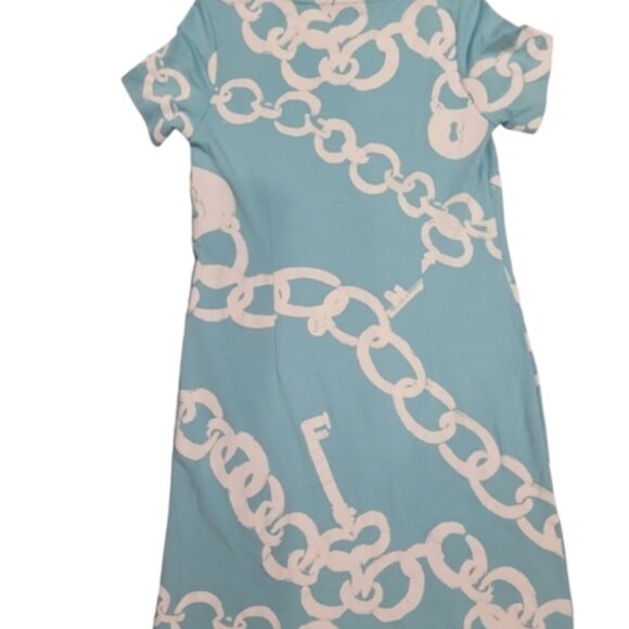 Lilly Pulitzer Jonah Ponte Blue Ball Chain Stretch Knit Dress Nautical Medium - Picture 10 of 10